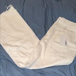 White Distressed Ankle Jeans